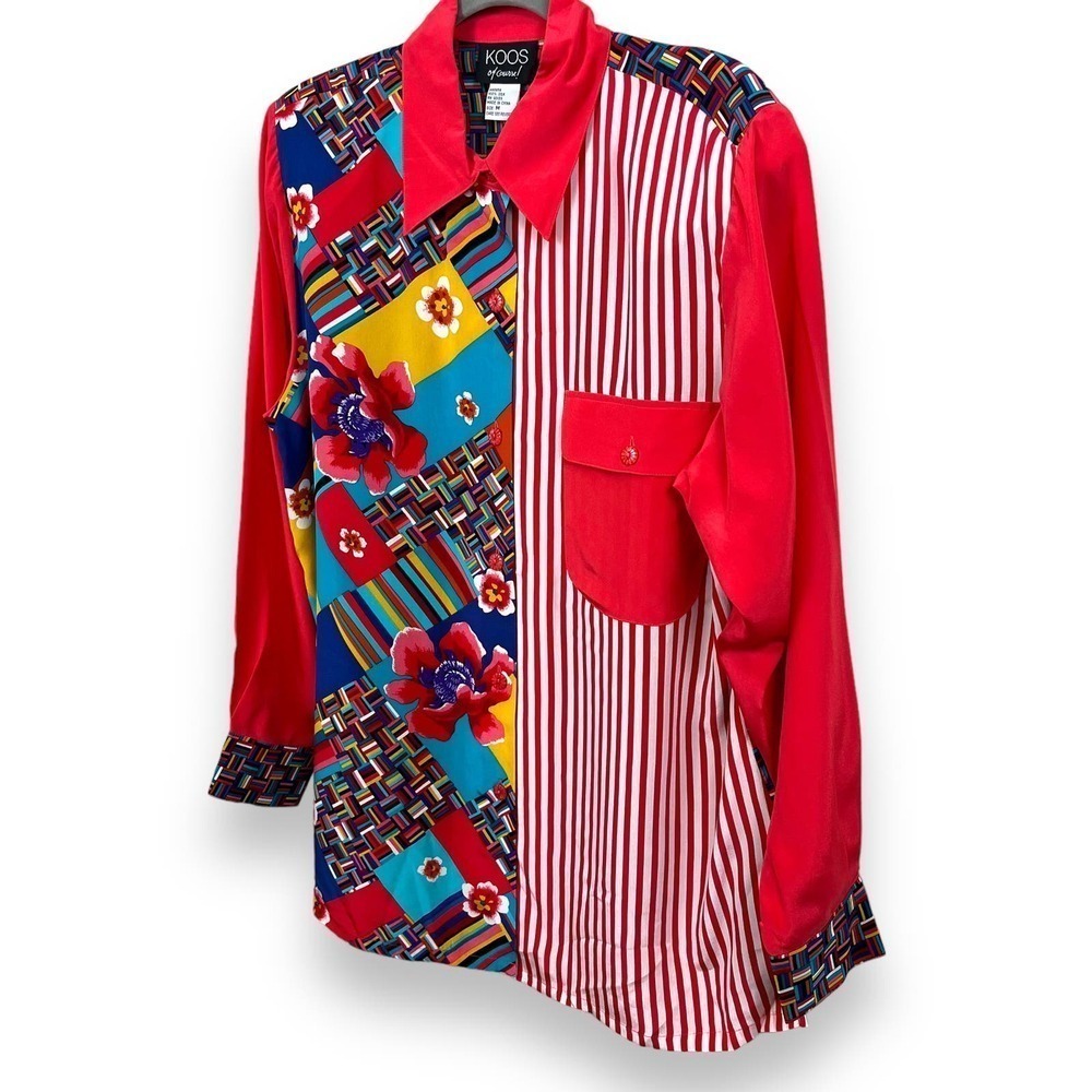 Koos of Course Womens Medium Red Silk Geometric Artsy Lagenlook Art-to-wear NWT - Picture 5 of 11